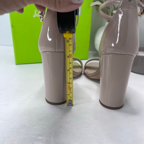 Sam Edelman Yaro Ankle Strap Block Heel Sandal Buckle Chai Latte Women 9.5 Wide - Picture 9 of 11